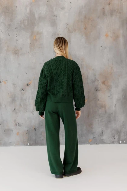 Жіночі в'язані штани Олівія ART KNIT смарагд, L-XL 046154 - зображення 7