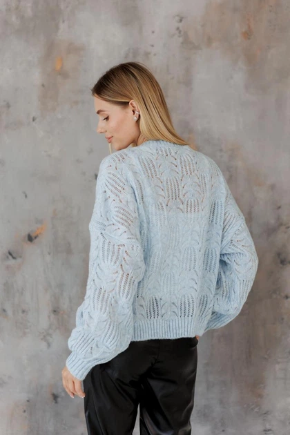 Кардиган жіночий Мереживо ART KNIT блакитний, S-M 045752 - Фото 7 Кардиган жіночий Мереживо ART KNIT блакитний, S-M 045752 - зображення 7