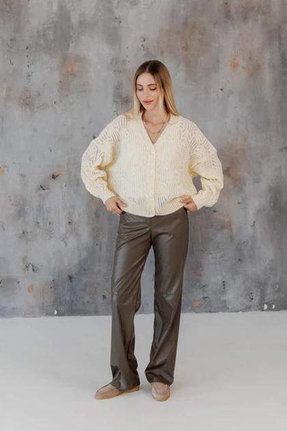Кардиган жіночий Мереживо ART KNIT лимонний, S-M 045748 - Фото 3 Кардиган жіночий Мереживо ART KNIT лимонний, S-M 045748 - зображення 3