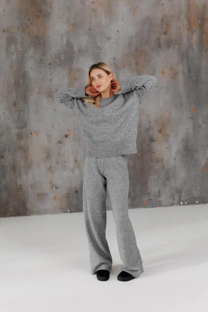 Жіночі в'язані брюки TANGO ART KNIT Сіра перлина, S-M 044042 - зображення 5