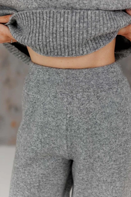 Жіночі в'язані брюки TANGO ART KNIT Сіра перлина, S-M 044042 - зображення 6