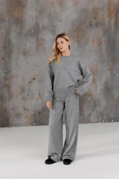 Жіночі в'язані брюки TANGO ART KNIT Сіра перлина, S-M 044042 - зображення 10