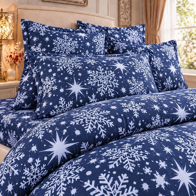 Комплект постільної білизни 200×220 см PERYNKA Winter Night з байки - зображення 3