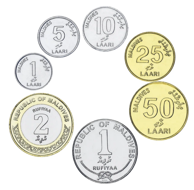 Набор монет Мальдивы набор из 7 монет 2008-2017 AU-UNC 1, 5, 10, 25, 50 лаари, 1, 2 руфии - Фото 2 Набор монет Мальдивы набор из 7 монет 2008-2017 AU-UNC 1, 5, 10, 25, 50 лаари, 1, 2 руфии - изображение 2