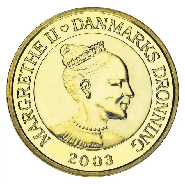 Монета Дания 20 крон 2003 AU-UNC Королева Маргрете II - Фото 2 Монета Дания 20 крон 2003 AU-UNC Королева Маргрете II - изображение 2