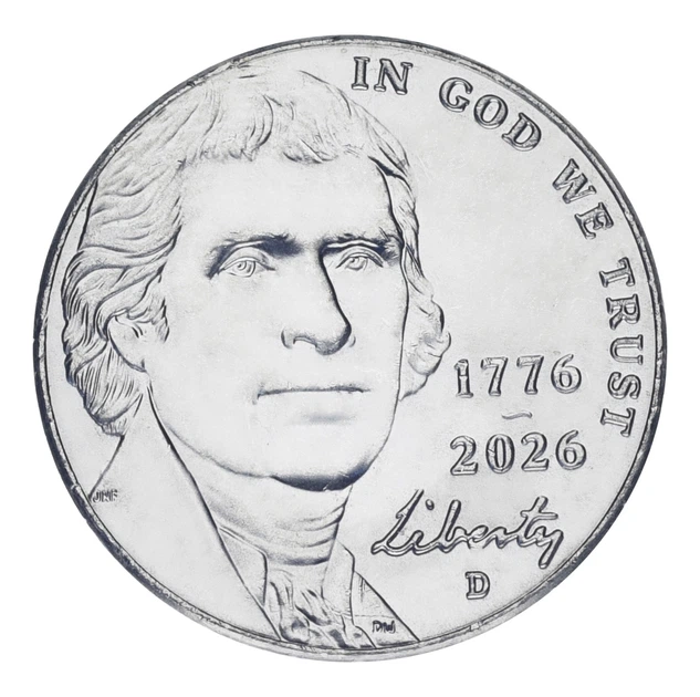 Монета США 5 центов 2026 UNC D 250 лет независимости США (1776-2026) - Фото 2 Монета США 5 центов 2026 UNC D 250 лет независимости США (1776-2026) - изображение 2
