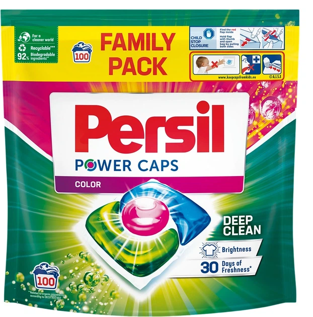 Капсули для прання PERSIL Power Caps Color Deep Clean 100 шт, гелеві капсули для кольорових речей і складних плям - зображення 6