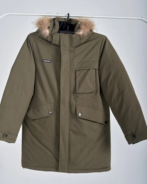 Чоловіча зимова куртка хакі кольору, розмір 2XL, арт.9055 - зображення 10