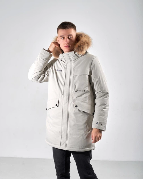 Мужская зимняя куртка айвори цвета, размер 2XL, арт.9055 - изображение 3