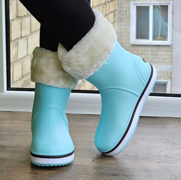 Женские теплые зимние резиновые полусапожки CROCS 36р (23 см) Голубые - изображение 3