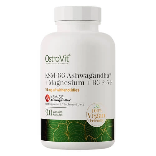Ашваганда OstroVit KSM-66 Ashwagandha + Magnesium + B6 P-5-P 90 капсул