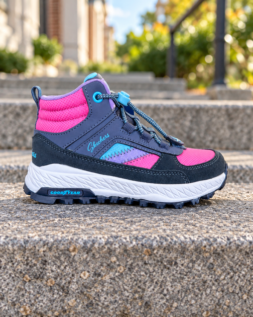 Черевики для дівчинки Skechers сірі з рожевим, з вставками натуральної замші 30 (2021659021206)(19-19,5 см) - Фото 4 Черевики для дівчинки Skechers сірі з рожевим, з вставками натуральної замші 30 (2021659021206)(19-19,5 см) - зображення 4