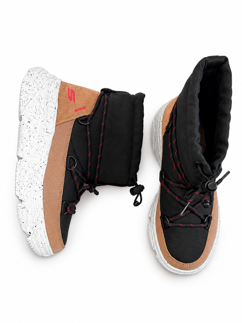 Ботинки для девочки Skechers Bottom Peak чёрные с бежевым 36 (197627164090) (23 см) - Фото 3 Ботинки для девочки Skechers Bottom Peak чёрные с бежевым 36 (197627164090) (23 см) - изображение 3