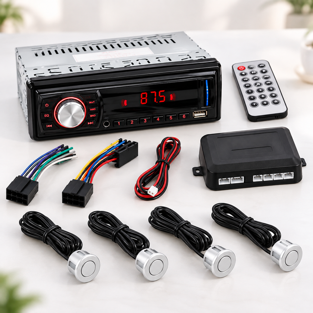Автомагнитола 1DIN 1047P с парктроником на 4 датчика, USB, SD, FM, AUX, 4×50 Вт - изображение 4