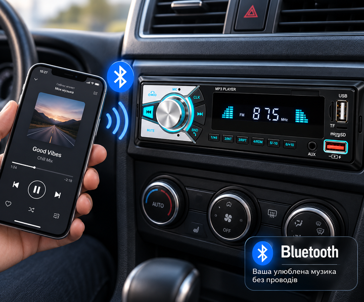 Автомагнитола Boschmann BM-27 1 DIN с Bluetooth, 2xUSB, microSD, AUX и FM - изображение 3