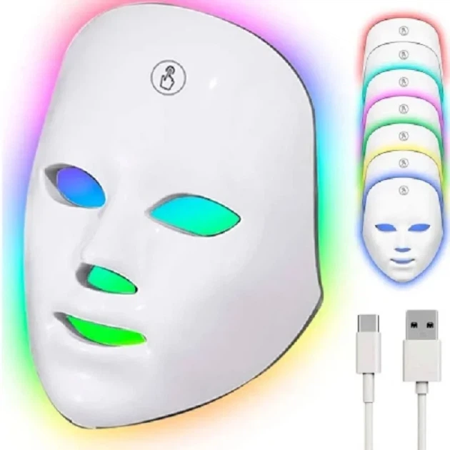 Светодиодная LED маска для лица 7в1 с цветной светотерапией - изображение 2