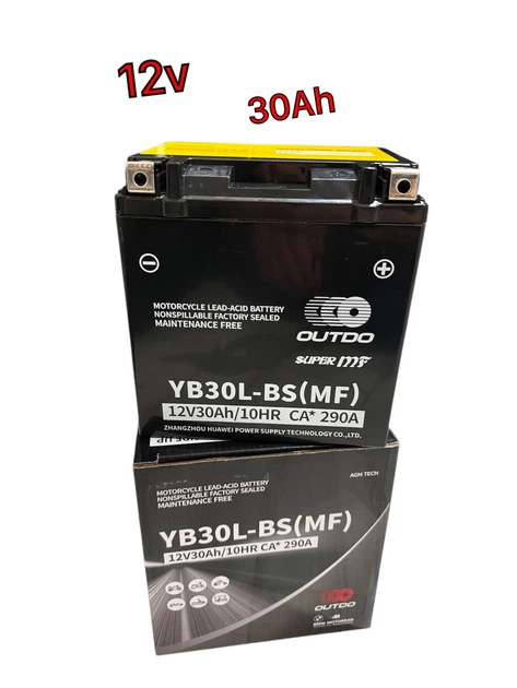 Аккумулятор стартерный для мототехники OUTDO YB30L-BS MF 12 В 30 А·ч AGM 165×125×175 мм (100028) - изображение 2