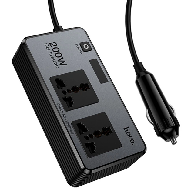 АЗУ инвертор Hoco Z66 New PD66W+QC3.0 (2USB-A/1C/2xSocket) (0.5m) Black - Фото 4 АЗУ инвертор Hoco Z66 New PD66W+QC3.0 (2USB-A/1C/2xSocket) (0.5m) Black - изображение 4