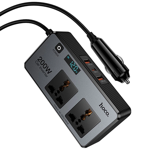 АЗУ инвертор Hoco Z66 New PD66W+QC3.0 (2USB-A/1C/2xSocket) (0.5m) Black - Фото 6 АЗУ инвертор Hoco Z66 New PD66W+QC3.0 (2USB-A/1C/2xSocket) (0.5m) Black - изображение 6