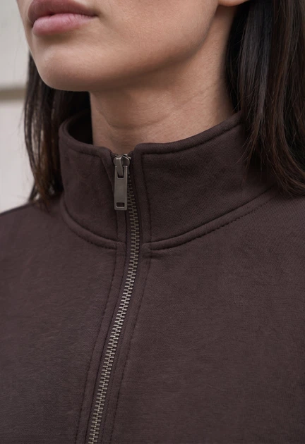 Олімпійка жіноча стаф коричнева оверсайз з флісу утеплена Staff jun brown oversize fleece XS (406769) - Фото 3 Олімпійка жіноча стаф коричнева оверсайз з флісу утеплена Staff jun brown oversize fleece XS (406769) - зображення 3