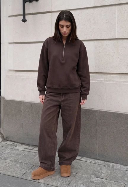 Олімпійка жіноча стаф коричнева оверсайз з флісу утеплена Staff jun brown oversize fleece XS (406769) - Фото 4 Олімпійка жіноча стаф коричнева оверсайз з флісу утеплена Staff jun brown oversize fleece XS (406769) - зображення 4