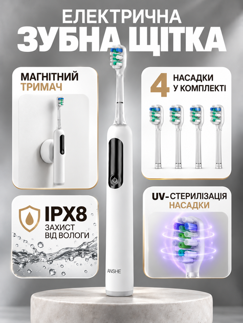 Набор ирригатор для зубов электрическая зубная щетка скребок для языка дорожная сумка для хранения ANSHE COMBO - изображение 5