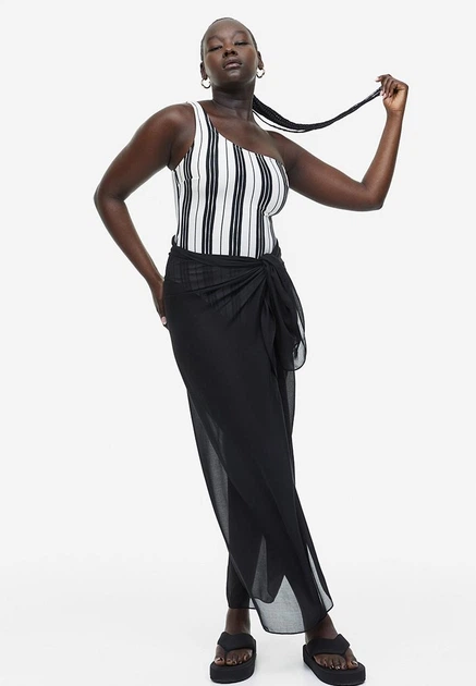 Купальник суцільний жіночий H&M 061016975_blackwhite 40 Білий з чорними смужками (6666000396068) - Фото 2 Купальник суцільний жіночий H&M 061016975_blackwhite 40 Білий з чорними смужками (6666000396068) - изображение 2