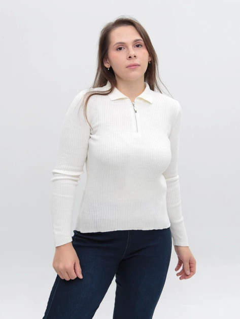 Поло женское белое приталенное длинный рукав 12543-02 ONE SIZE - изображение 3
