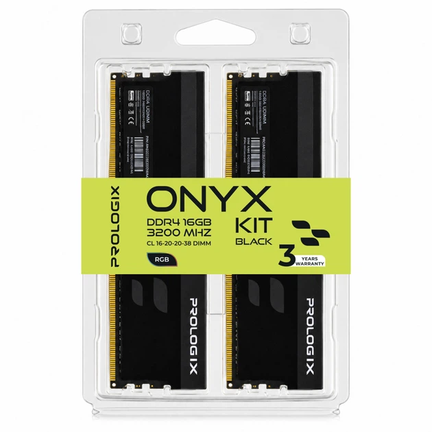 Модуль пам'яті для комп'ютера DDR4 16GB (2x8GB) 3200 MHz Onyx Black RGB Prologix (PRO16GB3200YBR4K) - Фото 4 Модуль пам'яті для комп'ютера DDR4 16GB (2x8GB) 3200 MHz Onyx Black RGB Prologix (PRO16GB3200YBR4K) - зображення 4