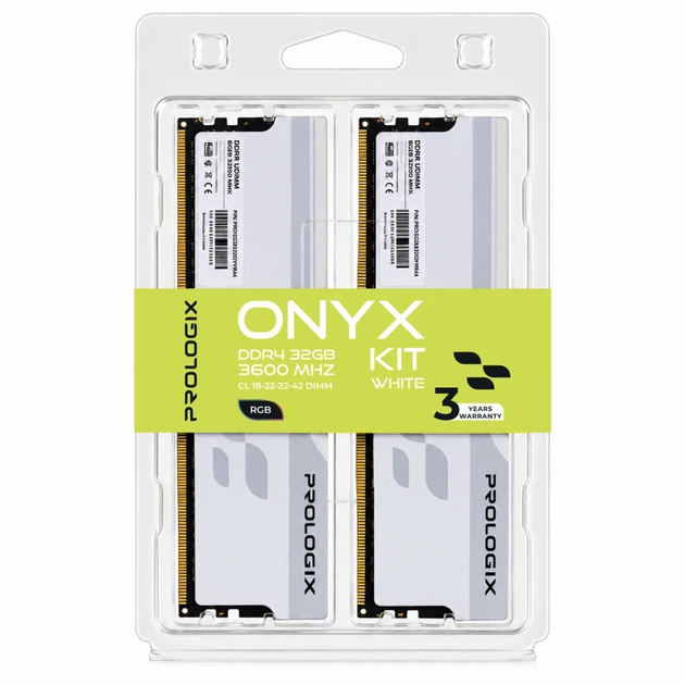 Модуль пам'яті для комп'ютера DDR4 32GB (2x16GB) 3600 MHz Onyx White RGB Prologix (PRO32GB3600YWR4K) - Фото 4 Модуль пам'яті для комп'ютера DDR4 32GB (2x16GB) 3600 MHz Onyx White RGB Prologix (PRO32GB3600YWR4K) - изображение 4