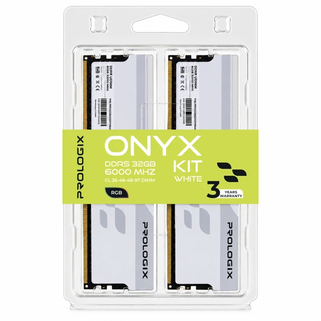 Модуль пам'яті для комп'ютера DDR5 32GB (2x16GB) 6000 MHz Onyx White RGB Prologix (PRO32GB6000YWR5K) - Фото 4 Модуль пам'яті для комп'ютера DDR5 32GB (2x16GB) 6000 MHz Onyx White RGB Prologix (PRO32GB6000YWR5K) - изображение 4