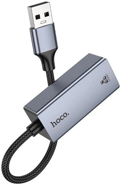 Адаптер Hoco UA37 Type-A to RJ45 Gigabit Ethernet Metal Gray - зображення 3