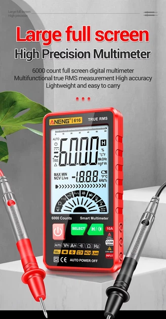 Портативный цифровой мультиметр Aneng 616A Красный - изображение 4
