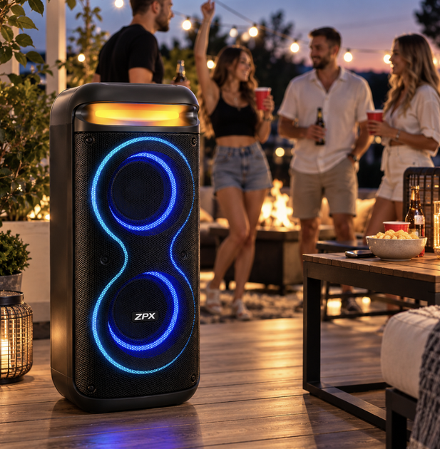 Портативна акустична система ZPX ZX-7791 250 Вт / 800 Вт PMPO, Bluetooth, TWS, LED, UHF-мікрофон - изображение 3