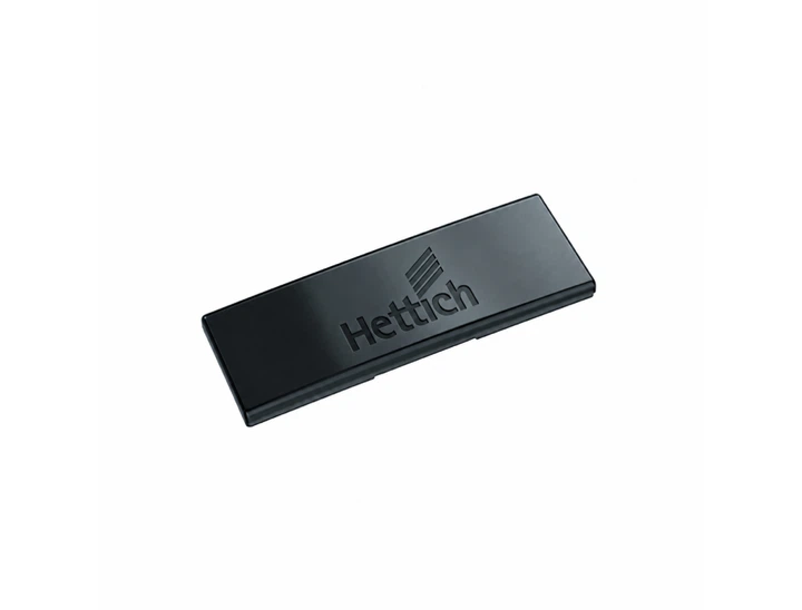 Заглушка на консоль петли Hettich Sensys с логотипом, черный обсидиан - Фото 1 Заглушка на консоль петли Hettich Sensys с логотипом, черный обсидиан - изображение 1
