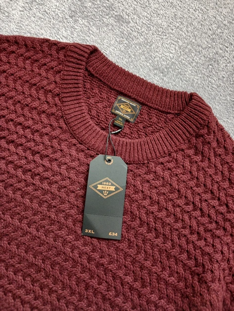 Мужской бордовый вязаный джемпер Next р. 3XL - Фото 4 Мужской бордовый вязаный джемпер Next р. 3XL - изображение 4