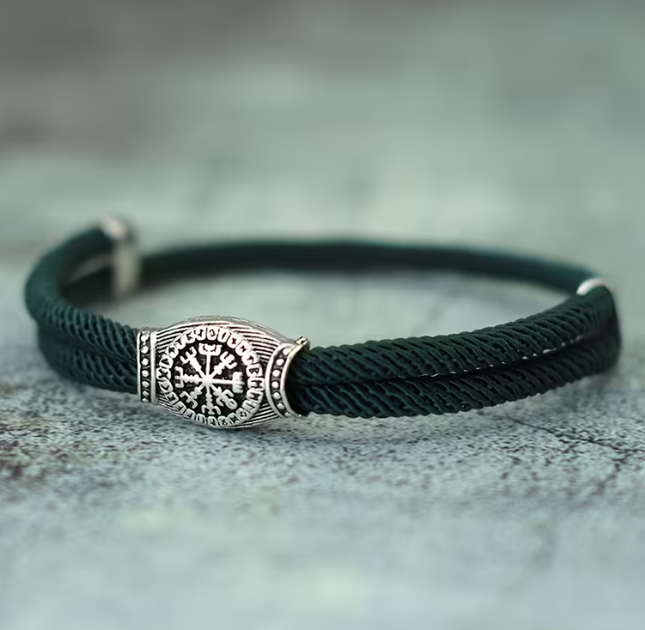 Стильний браслет для чоловіків із паракорду та сталі VIKING GREEN Зелений - Фото 1 Стильний браслет для чоловіків із паракорду та сталі VIKING GREEN Зелений - зображення 1