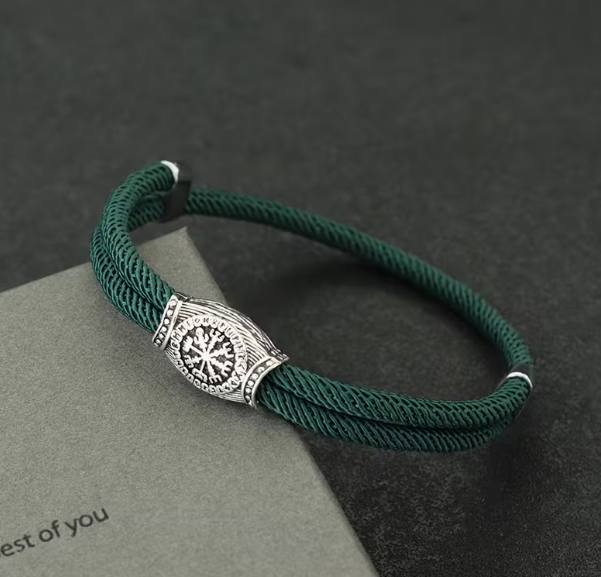 Стильний браслет для чоловіків із паракорду та сталі VIKING GREEN Зелений - Фото 2 Стильний браслет для чоловіків із паракорду та сталі VIKING GREEN Зелений - зображення 2