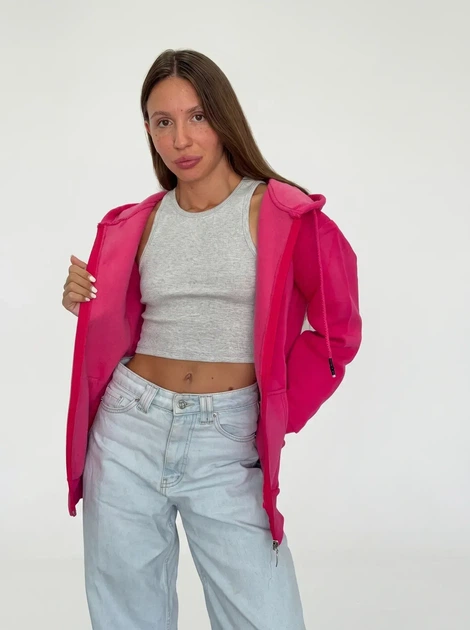 Женское однотонное худи на молнии Pink Daisy Малиновый M (5021) - изображение 4