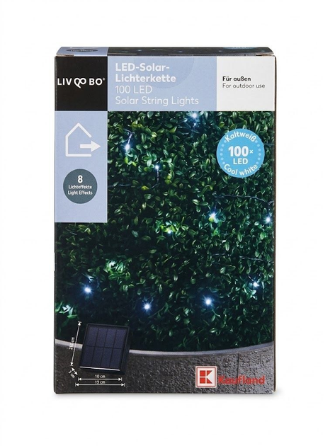 LIVARNO HOME LED сонячна гірлянда 2×5 м, 100 LED, холодне біле світло, 8 режимів, Memory, до 8 год, IP44 - Фото 1 LIVARNO HOME LED сонячна гірлянда 2×5 м, 100 LED, холодне біле світло, 8 режимів, Memory, до 8 год, IP44 - зображення 1