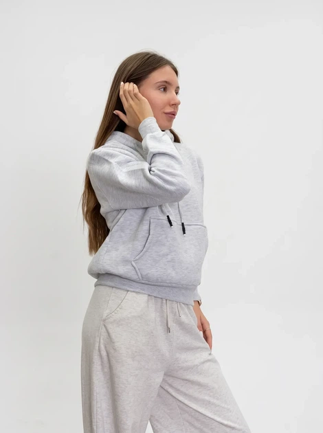 Жіноче однотонне худі на флісі Pink Daisy Світло-сірий M (7432) - Фото 3 Жіноче однотонне худі на флісі Pink Daisy Світло-сірий M (7432) - зображення 3