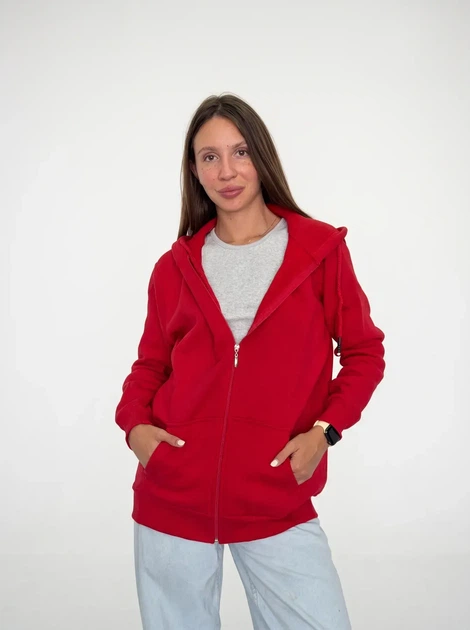 Жіноче однотонне худі на блискавці Pink Daisy Червоний M (5021) - Фото 1 Жіноче однотонне худі на блискавці Pink Daisy Червоний M (5021) - зображення 1
