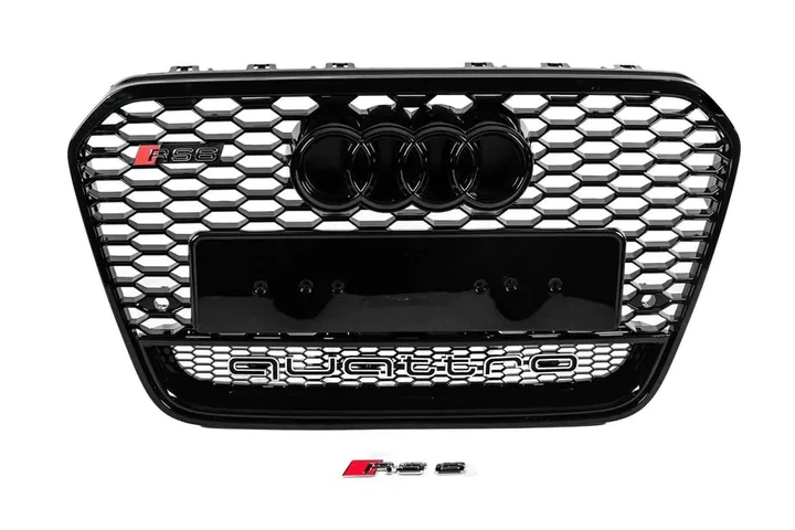 Решітка радіатора Audi A6 / S6 C7 2012-2016 напис Quattro стиль RS6 чорний глянець - Фото 1 Решітка радіатора Audi A6 / S6 C7 2012-2016 напис Quattro стиль RS6 чорний глянець - зображення 1