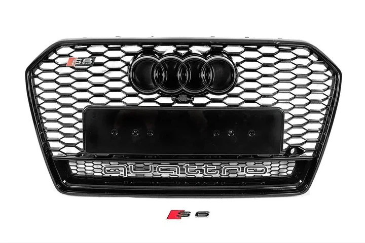 Решетка радиатора Audi A6 / S6 C7 2015-2018 надпись Quattro стиль RS6 черный глянец - Фото 1 Решетка радиатора Audi A6 / S6 C7 2015-2018 надпись Quattro стиль RS6 черный глянец - изображение 1