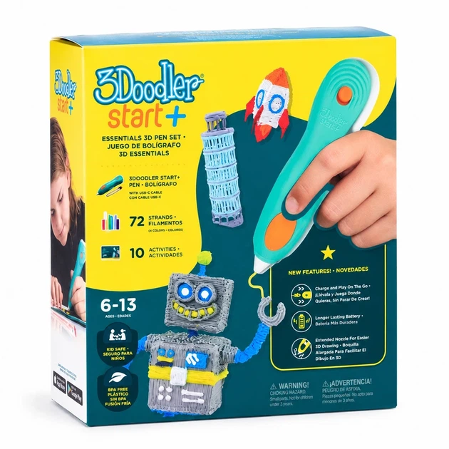 3D-ручка 3Doodler Start Plus для детского творчества Креатив Плюс 72 стержня аккумуляторная - Фото 1 3D-ручка 3Doodler Start Plus для детского творчества Креатив Плюс 72 стержня аккумуляторная - изображение 1