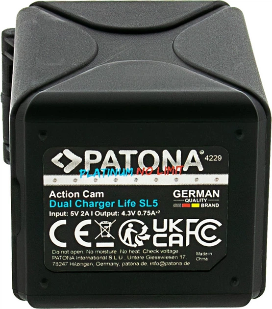 Зарядний пристрій PATONA Platinum Dual-Charger для Action Cam Life SL5 (4055655253109) - зображення 7