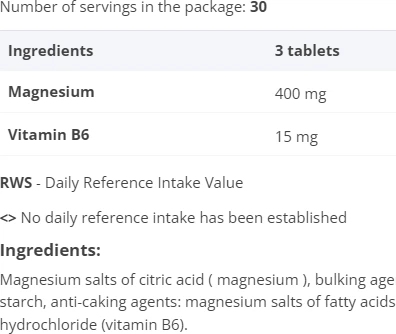 Магний + витамин B6 OstroVit Magnesium Citrate 400 mg + B6 90 таблеток (5903246229516) - изображение 3