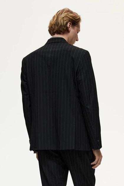 Двобортний піджак regular fit H&M 1254480001c72 52 чорний (100017501) - Фото 4 Двобортний піджак regular fit H&M 1254480001c72 52 чорний (100017501) - зображення 4