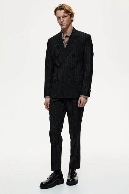 Двобортний піджак regular fit H&M 1254480001c72 52 чорний (100017501) - Фото 5 Двобортний піджак regular fit H&M 1254480001c72 52 чорний (100017501) - зображення 5