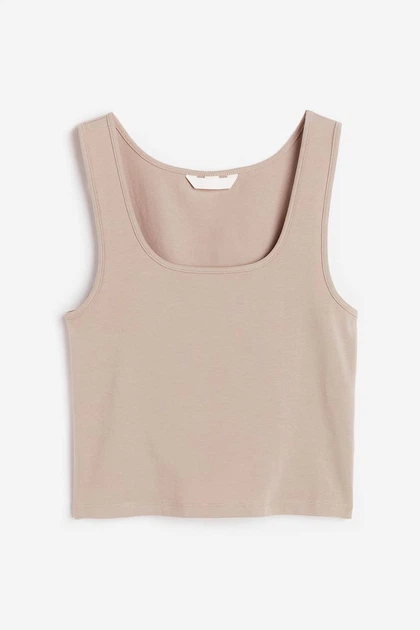 Кроп топ из хлопка H&M 1170059003c72 M бежевый (100017424) - Фото 1 Кроп топ из хлопка H&M 1170059003c72 M бежевый (100017424) - изображение 1